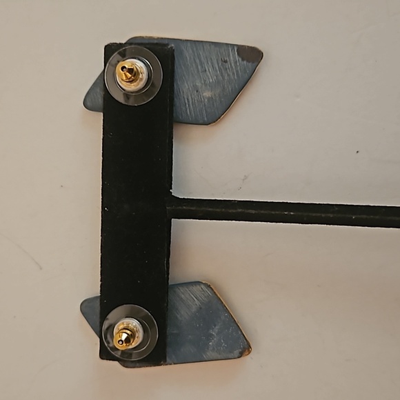 Lovely Ceramic Soft Teal, White & Gold Decorated Pierced Earrings - Picture 4 of 4